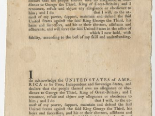 Oath of allegiance to the United States [Philadelphia: John Dunlap, 1778]