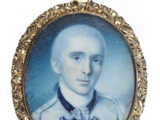 Oval portrait miniature of Revolutionary War officer George Baylor painted by Charles Willson Peale, 1778