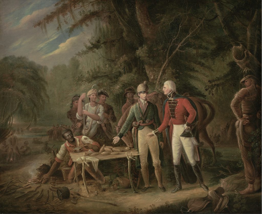 Ten Great Paintings Of The American Revolution The American   Marion Inviting British Officer John Blake White MFA Boston 1024x838 