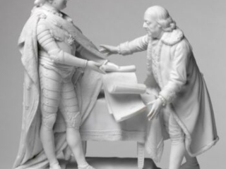 White Bisque Figural Group of Louis XVI and Benjamin Franklin